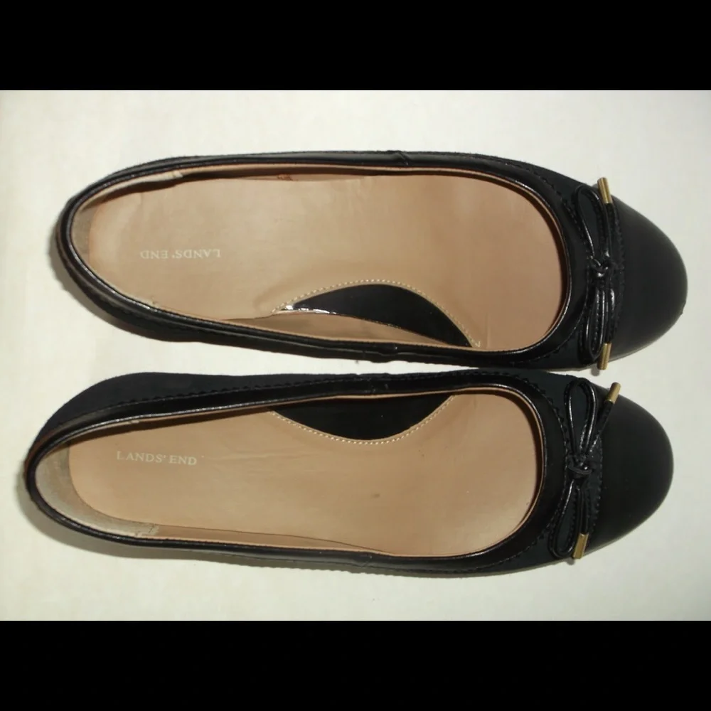 Brand NEW Lands End Black Ballet Flats 8M